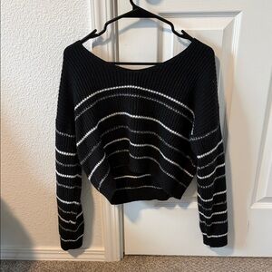 SHEIN Monochrome Striped Crew Neck Sweater